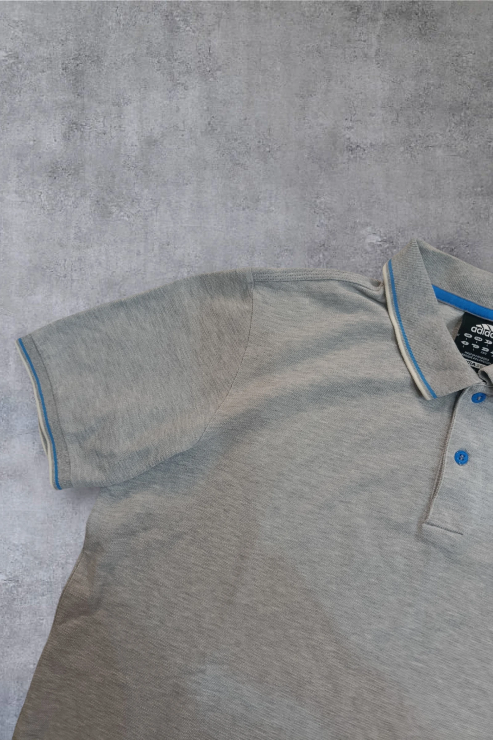 | Polo Adidas Homem | Cor Cinza Mesclada | Borda Azul | Esportivo Casual | Tamanho G | – photo 3